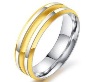 Top Quality 6.0mm Interval Gold Stainless Steel Ring for Men Elegant Wedding Engagement Male Anel