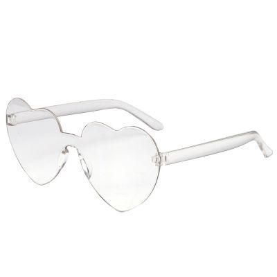 Sun Glasses Love Heart Transparent Plastic Candy Color Female Sunglasses
