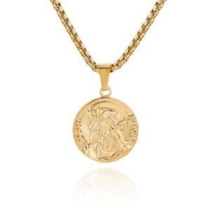 Gold-Plated Stainless Steel Sea King Medallion Pendant Necklace