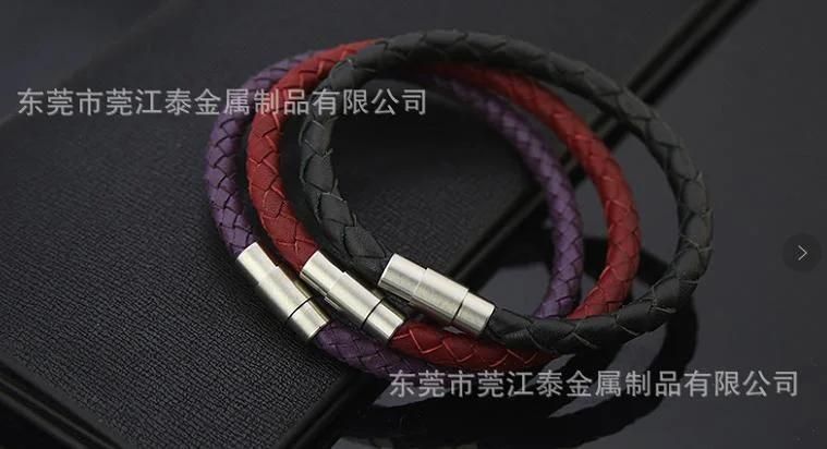 Multi Color Leather Bracelet with Stainless Steel Connector for Gifts