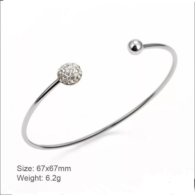 Delicate Crystal Bead Open Bangles for Women Cuff Bracelets