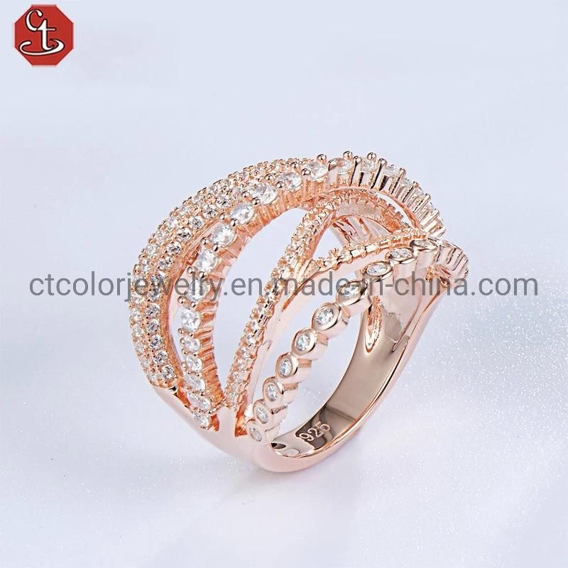 Best jewellery online 925 silver rose plated 4A zircon Ring