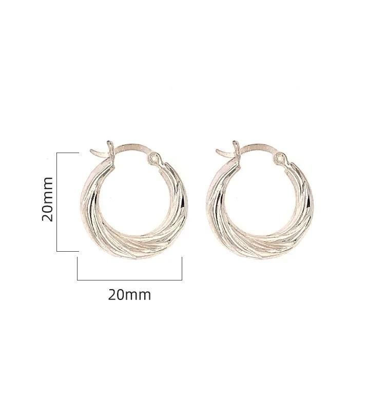 High Quality Twist Rope Huggies Earring Jewelry Sterling Silver Small Hoop Earrings