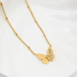 Dainty Women Jewelry Butterfly Charm Pendant Wholesale Customize Personalized 18K Gold Plated Stainless Steel Butterfly Necklace
