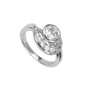 Sparkling Women Sterling Silver Clear Round CZ Rings