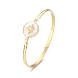 Fashion Women Jewelry Stainless Steel Compass Round Clsap Cuff Bragelet&#160;