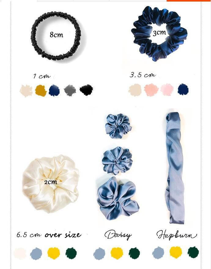 Custom Print Luxurious 100% Silk Hair Scrunchies for Women Fashion Hairbands