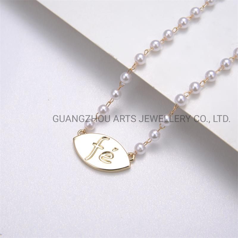 Classic Jewelry Leave Shape Stackable White Pearl Necklace