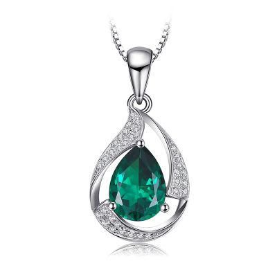 Imitation Jewelry Nano Russian Simulated Emerald Pendant 925 Sterling Silver Jewelry