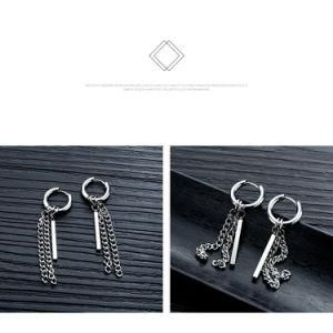Square Column Tassel Chain Stainless Steel Earrings Drop