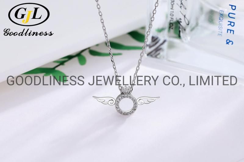 925 Sterling Silver Angel Wing Pendant Necklace Fashion Jewelry