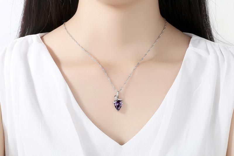 Fashion Drop Shaped Three Color Crystal Stone Zircon Pendant Necklace