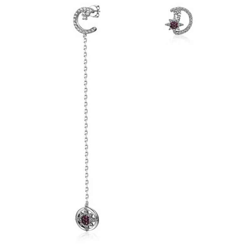 925 Silver Unbalanced Stud Earring with Black Plating