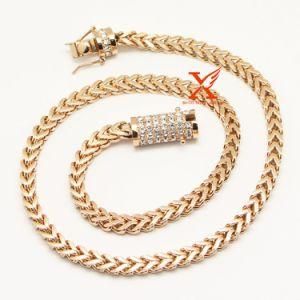 24inch 6mm Hip Hop Mens Stainless Steel Rose Gold Plated Iced out CZ Franco Chain Necklace