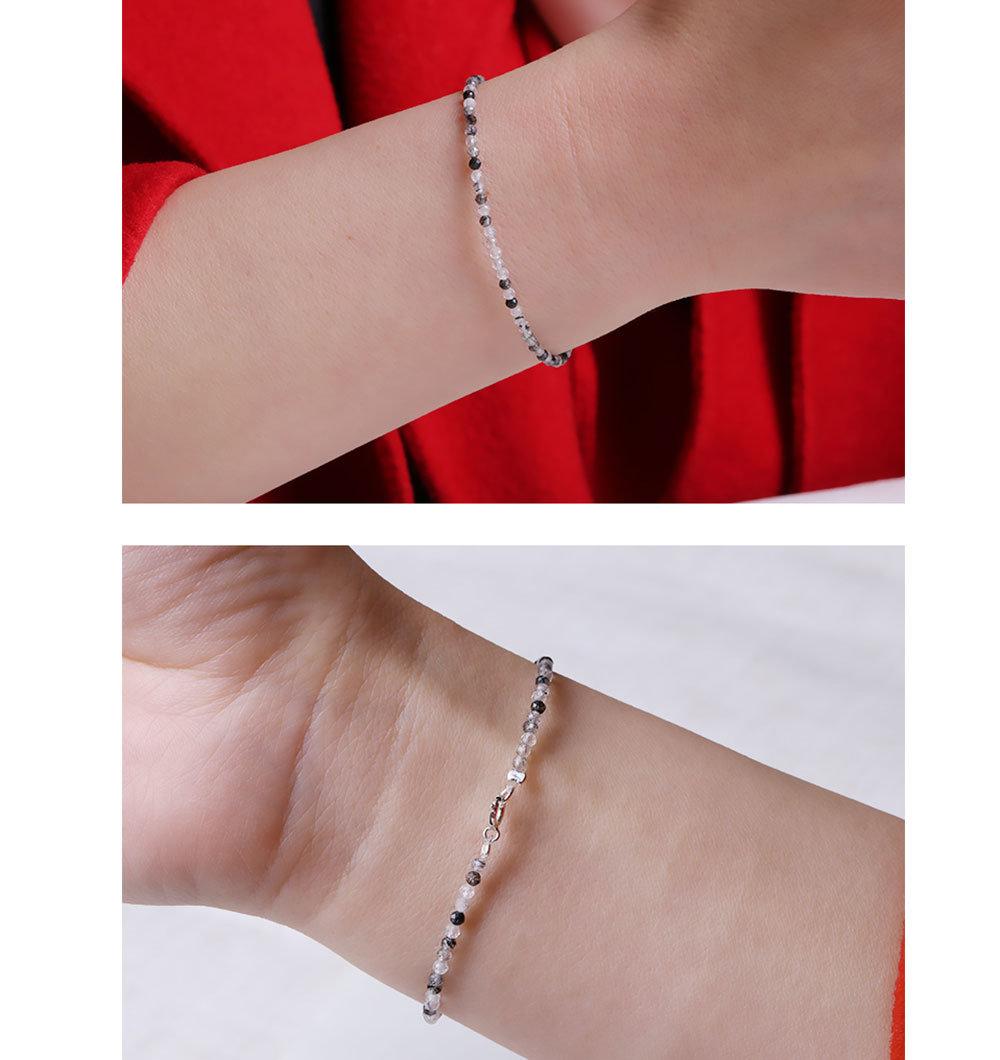 Fashion Jewelry 925 Silver Natural Black Crystals Beads Bracelet Wholesale.