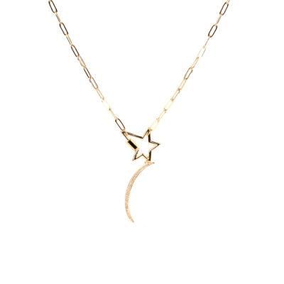 Elegant Irregular Hollow Star Pendant 18K Solid Gold Necklace