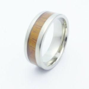 Fashion Natural Wood Inlay Tungsten Rings Jewelry