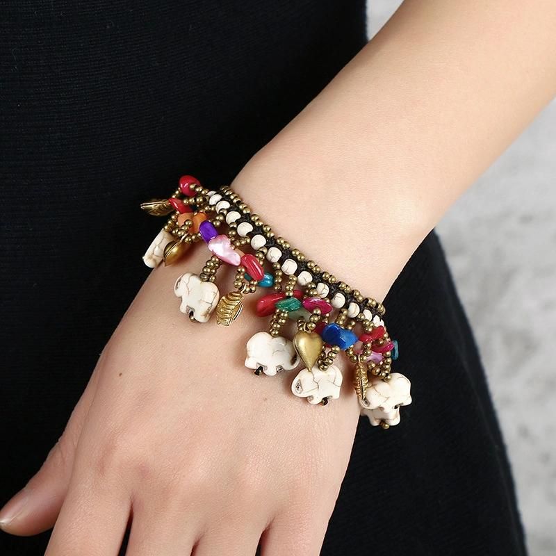 Wholesale Fashion Jewelry Turquoise Bohemian Style Elephant Bracelet