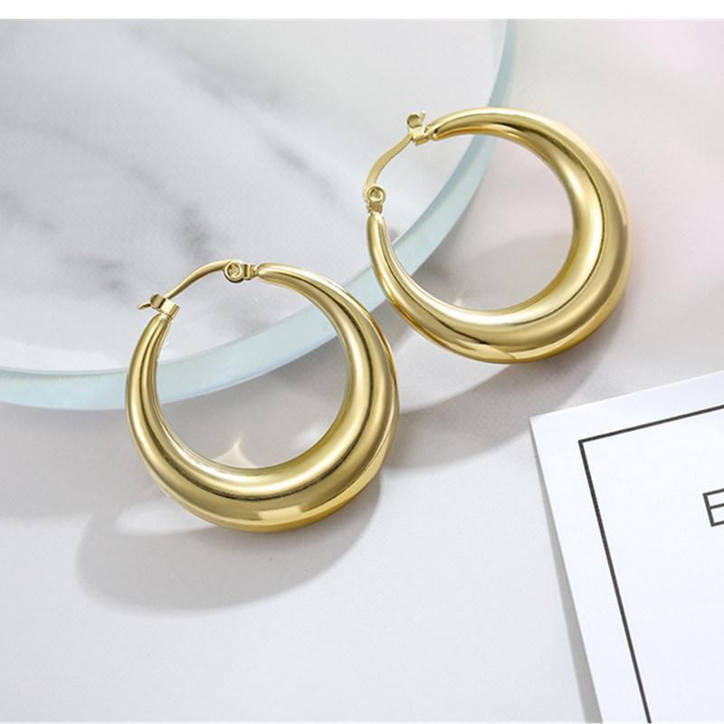 New Style Earrings Minimalist European and American Retro Style Stainless Steel Earrings Plating 18K Golden /Steel Color