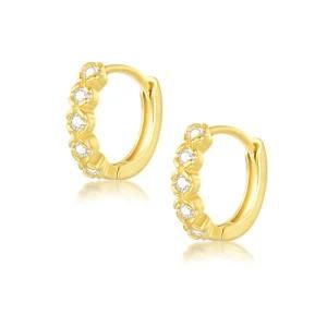 2021 Factory Outlet Fashion 925 Sterling Silver Minimal Diamond Paved Hoop Earrings Fine Trendy Jewelry for Women