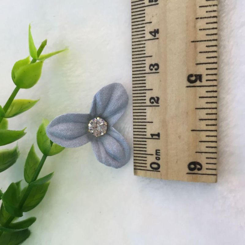 Fashion Fabric Ornament Mini Artificial Petal Flowers with Rhinestones