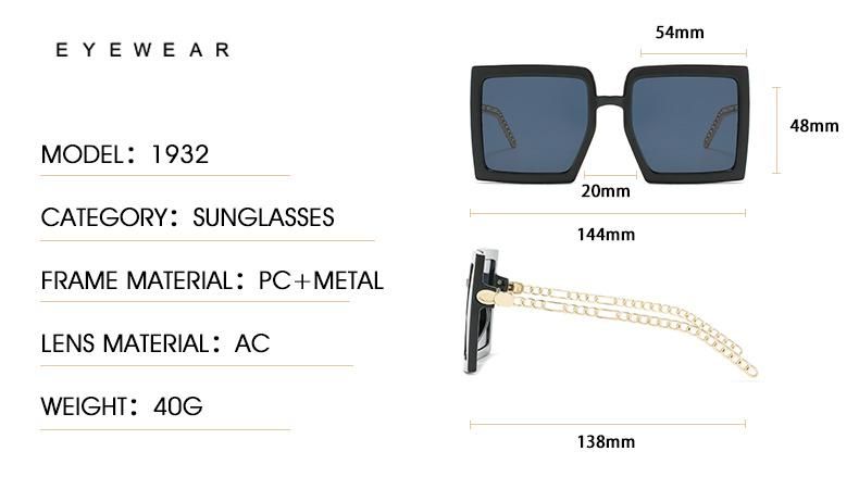 Glasses for New Retro Frame Sunglasses Female Chain Type Metal Temple Sunglasses Cross-Border Foreign Trade Glasses