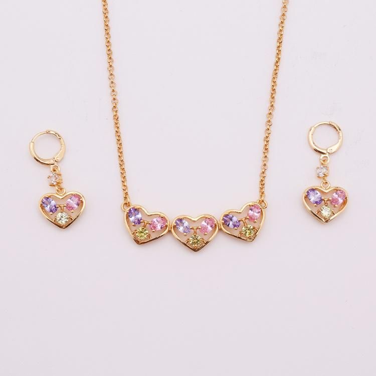 Imitation Jewellery Cubic Zirconia Brass 18 K Gold Plated Jewelry Set