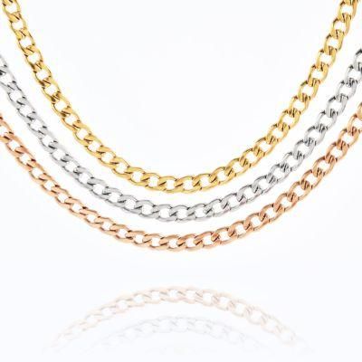 Wholesale Imitation Stainless Steel Gold/ Rose Gold/ Silver Nk Miami Bracelet Jewelry for Woman Men Hip Hop Cuban Chain Necklace Fashion Jewelry