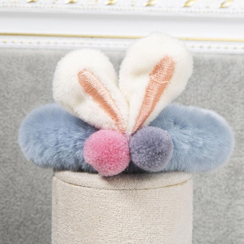 Macaron Plush Rabbit Scrunchies for Hair, Cute Bunny Scrunchies Fur Hair Scrunchies