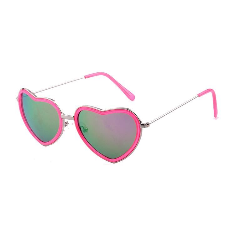 Heart Shape Pink Mirror Children Sunglasses
