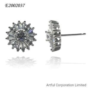 Fashion Jewelry Silver or Brass Earring with Cubic Zricon