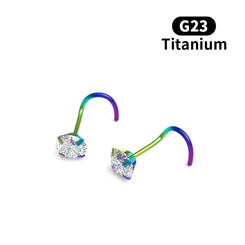 20g Titanium 1.5mm 2mm 2.5mm 3mm 3.5mm 4mm Round Diamond CZ Nose Screw Studs Rings Piercing Jewelry