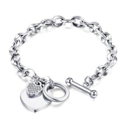 Factory Custom Made Wholesale Silver Plated Simple Designed Fashion Stainless Steel Bracelet