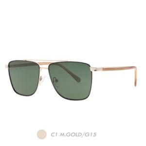 Acetate&Nylon Polarized Sunglasses, Double Brigde Square Frame A19010-01