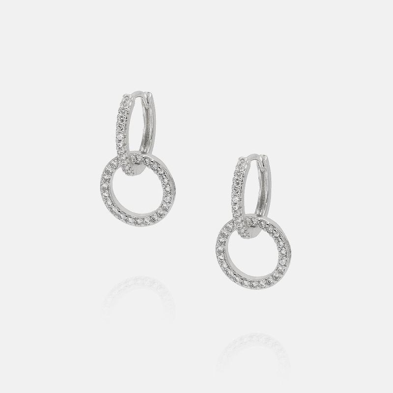 Fashionable Simple Earrings for Women Gold-Plated Zircon Circle Earrings