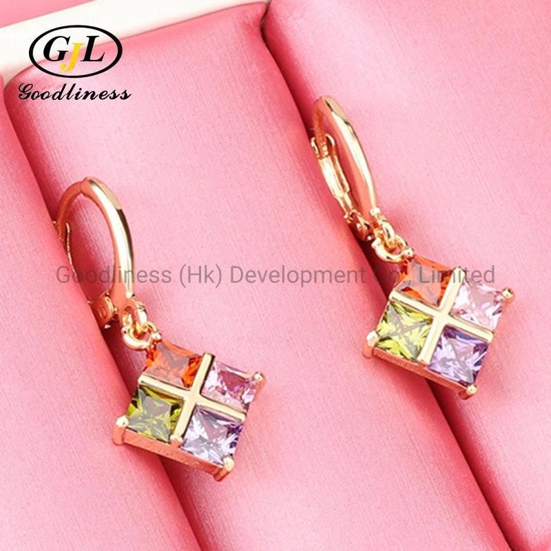 Fashionable Charming Double Crystal Square Earringsvintage Handmade Earings Jewelry