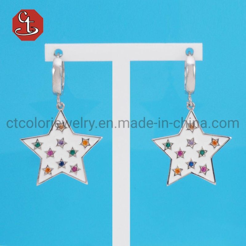 Fashion Jewelry Green Studs Enamel 925 Silver Earring Jewelry