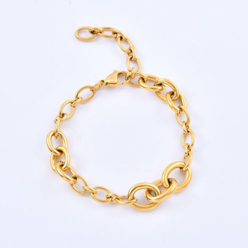 Fashion 316L Stainless Steel Not Allergic Vintage Thick Gold Color Bracelet for Women