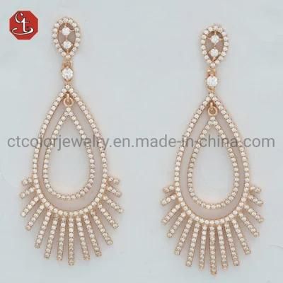 Factory Price Tassel Silver or Brass Pave Cubic Zircon