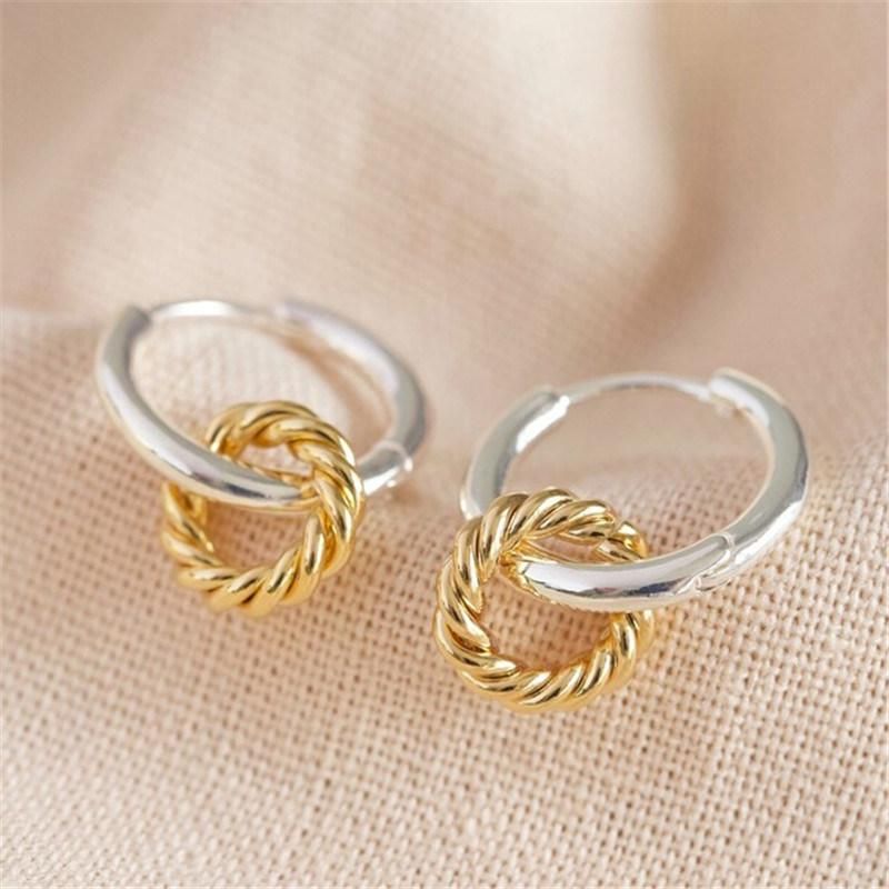 Wholesale Twisted Hanging Hoop Earrings in Silver and Gold for Women Fashion Girls Sexy Lady Trendy Huggies Earrings Party Jewelry