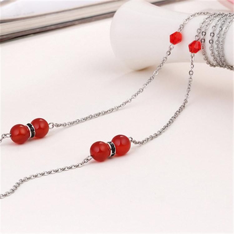 Stainless Steel Natural Agate Glasses Lanyard Rope Eyewear Fashion Chain