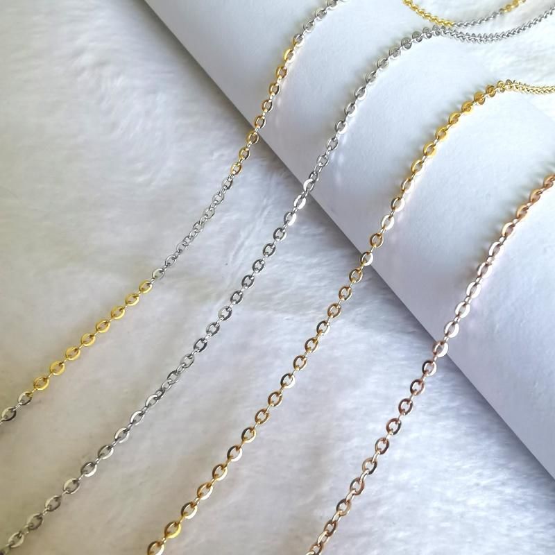 Thin Width Cable Chain Necklace with 2" Extender Chain and Clasp, Silver Gold Chain for Pendant