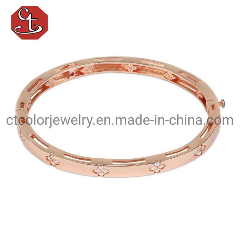 Fashion 925 Sterling Silver 18K Gold Plated Jewelry Bangle Bracelet for Women