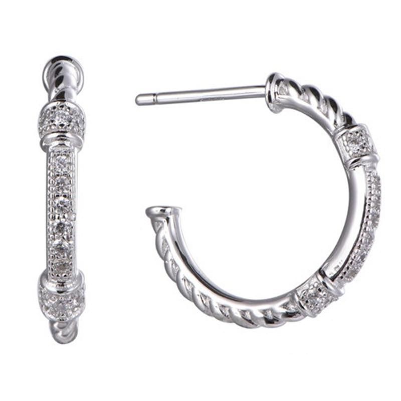925 Silver Blue and White Stone Fashion Hoop Earring for Women