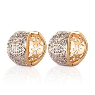 Fashion 18K Gold Silver Alloy Jewelry Stud Drop CZ Hoop Huggie Earrings with Crystal for Women