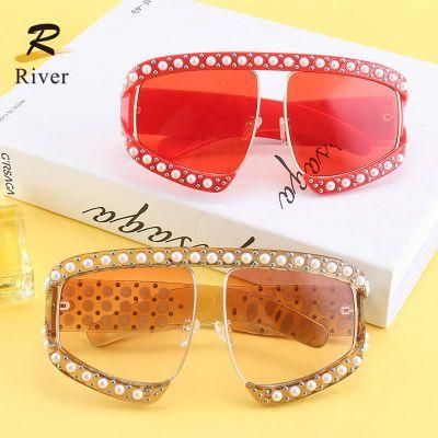 Fashion Exaggeration Pearl Oversize Women Stock Sunglasses