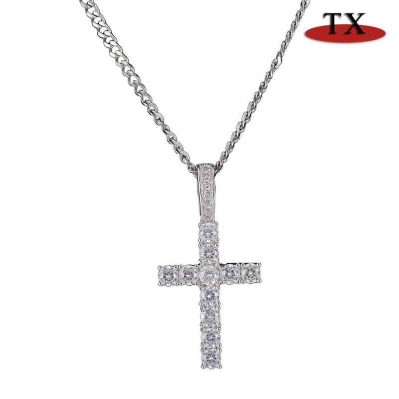 European and American Cross Pendant Micro Inlaid Large Zircon Necklace