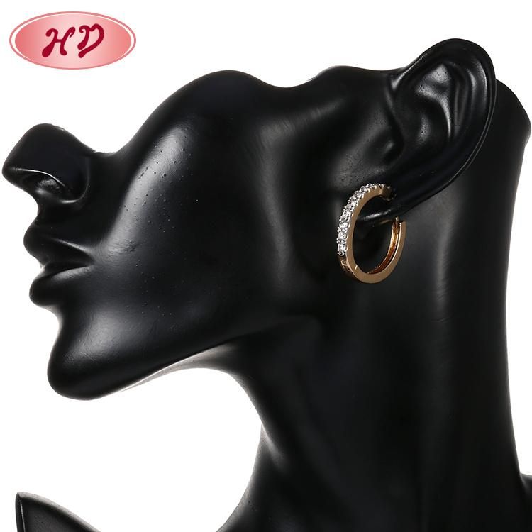 Fashion 14K 18K Gold Plated Costume Imitation Jewelry with CZ Pearl Huggie Hoop Earring for Women
