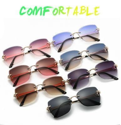 New Style Diamond-Encrusted Frameless Cut-Edge Square Women Sunglasses