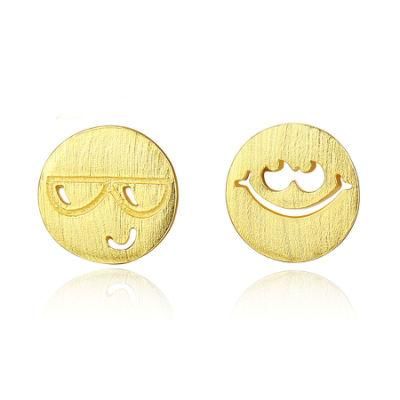 Smile Face Design Hollow out Sliver Ear Stud